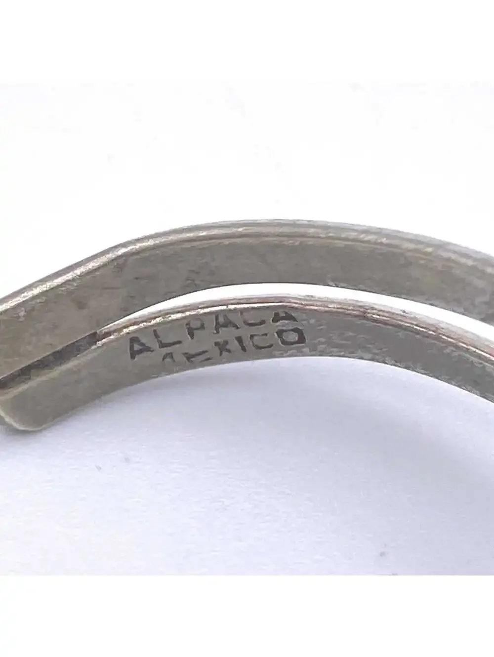 Vintage Alpaca Mexico Sterling Silver and Onyx Open Cuff Bracelet, 6.75